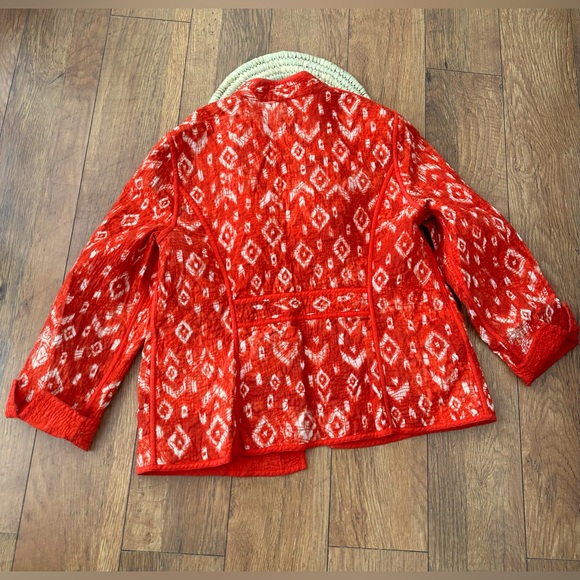 Deep Orange/Red Patterned Reversible Jacket - Picture 4 of 7